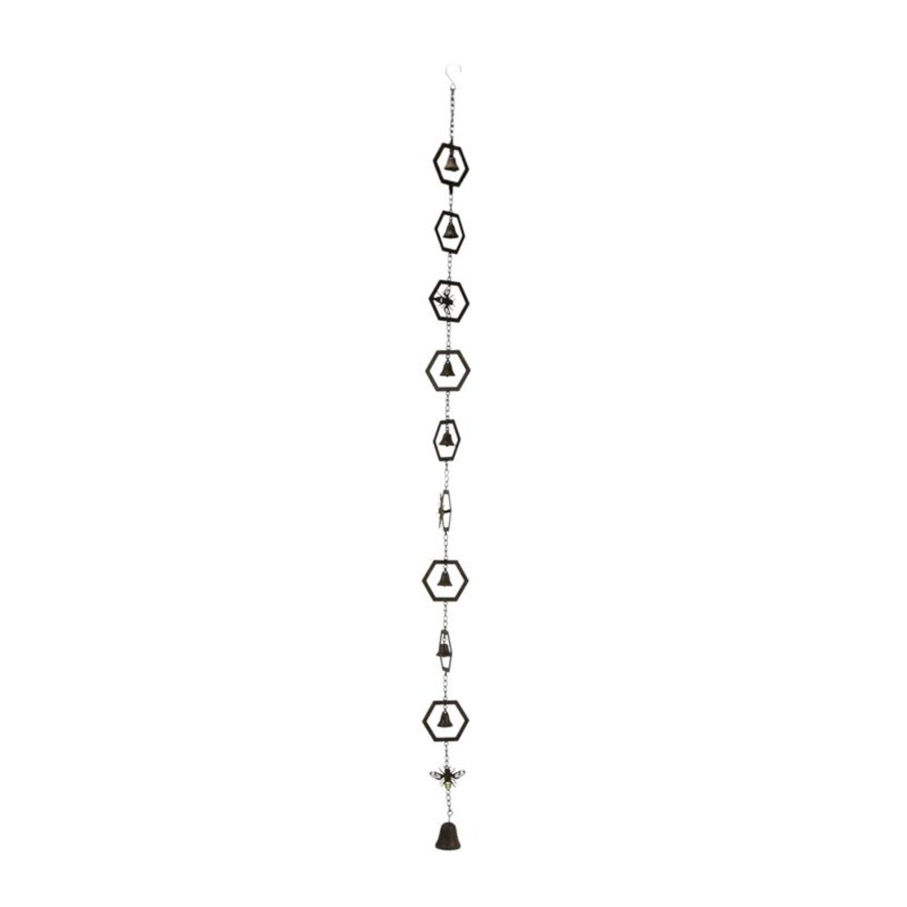 72 Inch Brown Metal Honey Bee Wind Chime Rain Chains Hanging Outdoor Decor